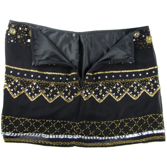 SALE! SEXY Beaded Gold Silver Black Short Mini Skirt - Picture 2 of 3
